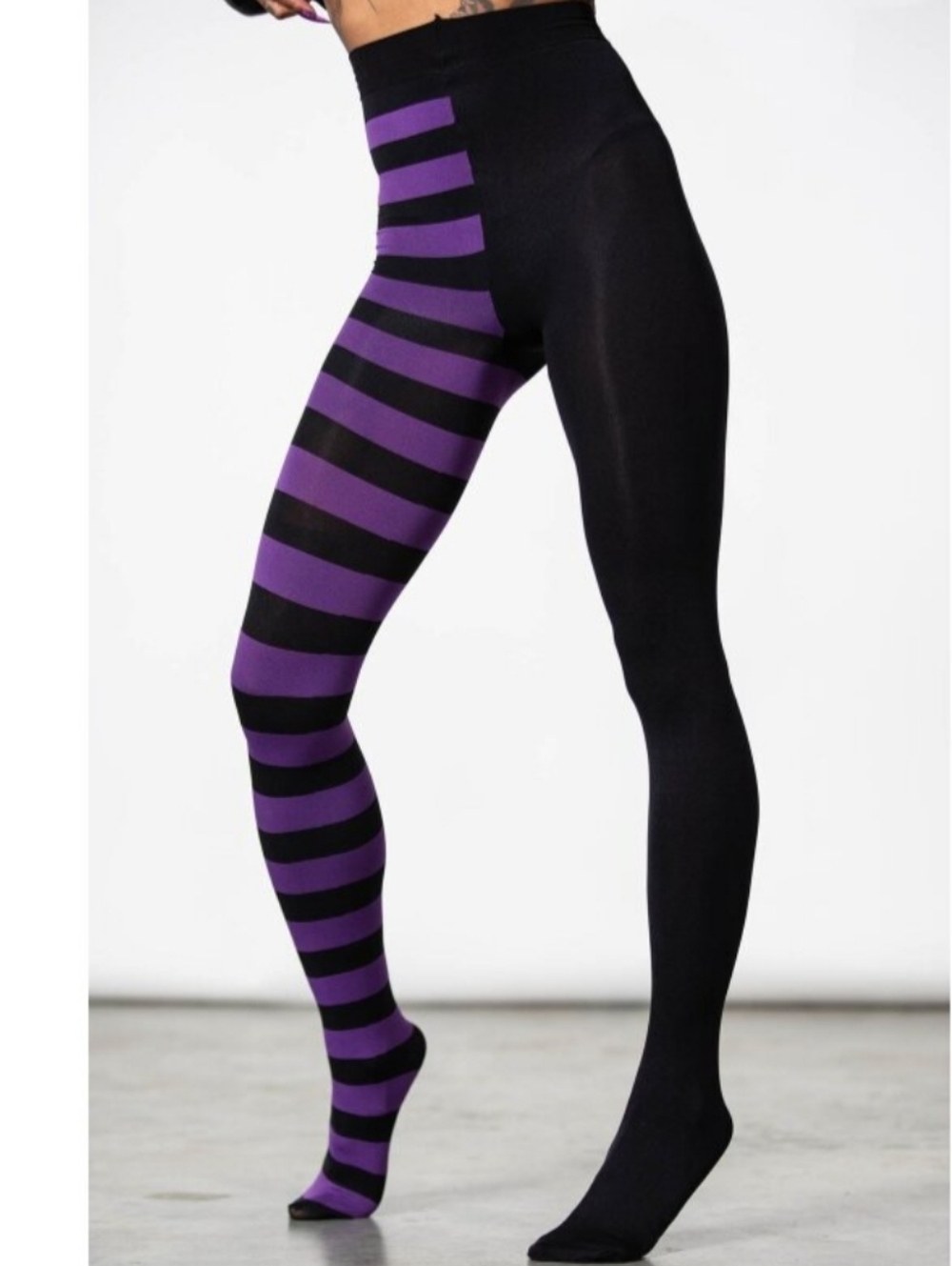 Killstar Black and Purple Striped Tights